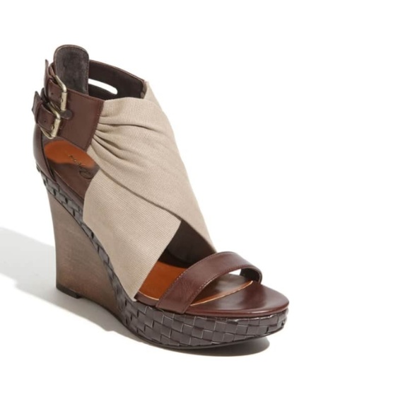 Halogen Shoes - Like new Hallogen Acosta Leather and Fabric Wedges